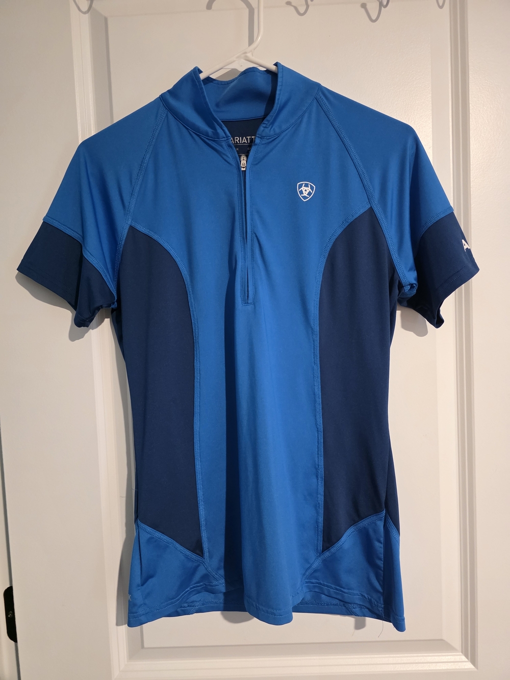 Ariat Women’s Dual-Tone Blue Short Sleeve Zip Polo